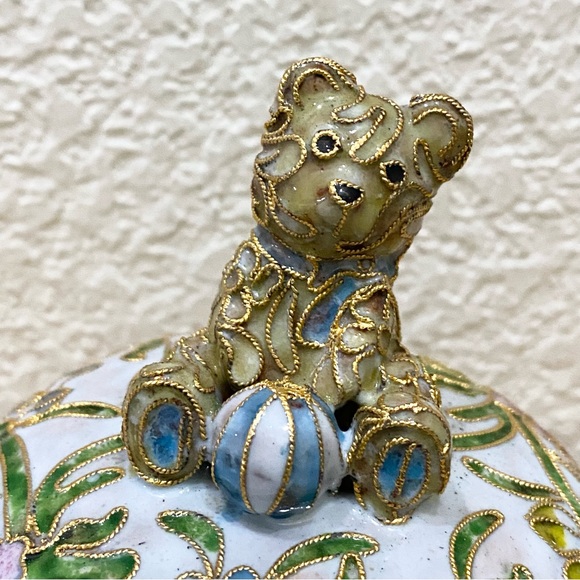 Vintage NYCO Nikki Yassaman White Bear Trinket Box Faberge Enameled Art Figurine - Picture 6 of 15